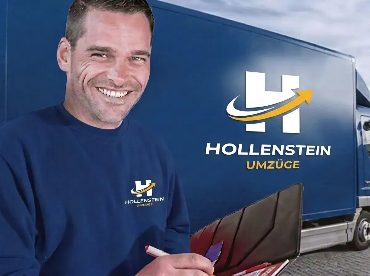 Porträt vor einem Umzugsfahrzeug – Hollenstein Umzüge Baden-Baden
